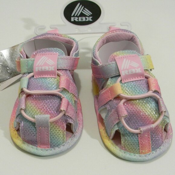RBX Crib Shoes Baby Infant Rainbow Pastel Sandals Various Sizes New Gift - Picture 1 of 5